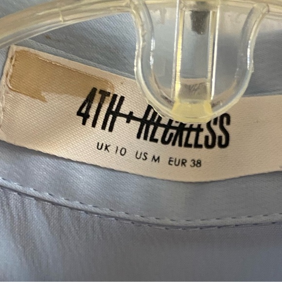 4th & Reckless Blue Bodysuit Blouse Long Sleeve Button Up Medium - Picture 7 of 8